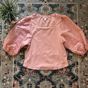 LC Lauren Conrad Pink Bubble Sleeve Top